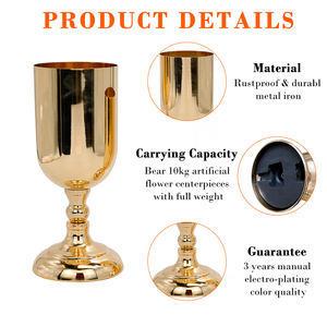 Decoración Elegante para Mesas <span class=keywords><strong>de</strong></span> Banquetes y Eventos, Florero Alto <span class=keywords><strong>de</strong></span> Metal Dorado, Centro <span class=keywords><strong>de</strong></span> Mesa para Bodas - Product Image 4