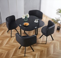 Ensemble de tables à manger 1 + 4 à faible encombrement Table à manger en verre à cadre métallique avec chaises de salle à manger en PU