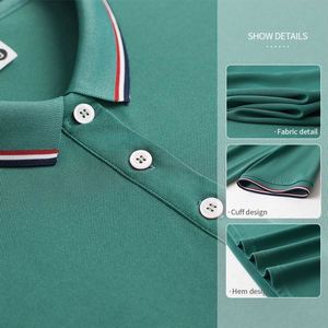 Polo d'été personnalisé OEM pour homme, à manches courtes, col à revers, tricoté, coupe ajustée, style coréen, rayé, décontracté - Product Image 3