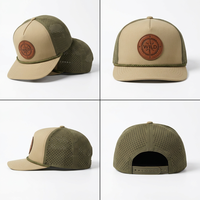 Casquette de sport en polyester respirant à séchage rapide de haute qualité avec logo en cuir découpé au laser et trous d'aération – Gorras