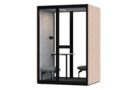 Cabine de bureau insonorisée en bois moderne Comine M pour 3-4 personnes, cabine de réunion privée avec panneau acoustique PET pour immeuble de bureaux, entrepôt
