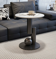 Table basse ovale en dalle de pierre de style italien avec rangement, options personnalisables – Design moderne minimaliste de luxe léger pour salons