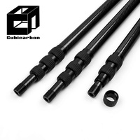 Perches télescopiques en fibre de carbone ou fibre de verre 3K haute résistance avec verrous à torsion en aluminium OEM de 80 cm à 6 mètres