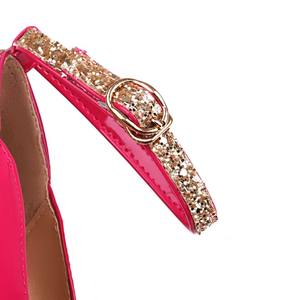 2025 nuevos zapatos de plataforma de punta cuadrada de charol con tacón brillante de 14,5 cm <span class=keywords><strong>fucsia</strong></span> certificados CE ROHS zapatos de baile de escenario OEM/ODM - Product Image 3