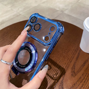 Coque de téléphone transparente avec protection d'angle en TPU électroplaqué et support anneau pliable pour iPhone 18 17 Pro Max - Product Image 4