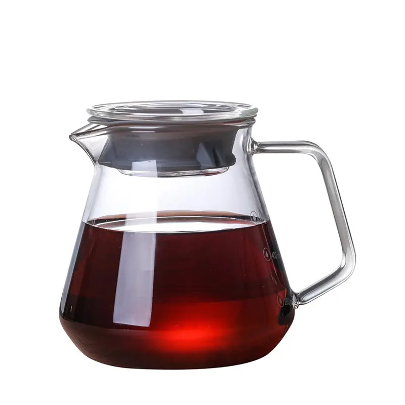 Offre Spéciale 400ml 600ml Pot à café en verre borosilicaté à haute teneur en borosilicate bouilloire à café partage cafetière avec manche en bois