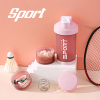 Bouteille shaker à protéines en PP sans BPA, étanche, avec couvercle à vis et compartiment de rangement pour poudre, idéale pour la salle de sport