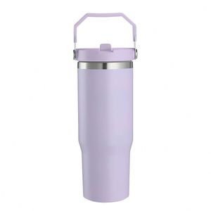 Gobelet de voyage isotherme sous vide 20oz 30oz avec poignée, couvercle, paille et base antidérapante pour boissons froides - Product Image 1