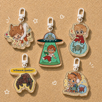Porte-clés en acrylique transparent personnalisé imprimé avec un motif de dessin animé, flexible et léger
