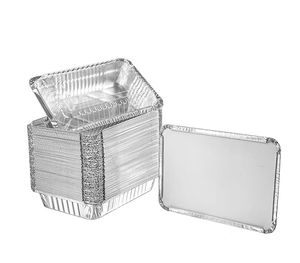 Laixin23x18x3.5cm กล่องอาหารกลางวันอลูมิเนียมฟอยล์ฟอยล์สำหรับ1L 4ส่วนภาชนะบรรจุกล่องอลูมิเนียมฟอยล์นำออกด้วยกระดาษแข็งฝา Rec23183i - Product Image 1