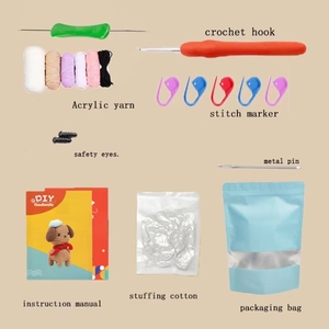 Kit animal au crochet Fil facile <span class=keywords><strong>pour</strong></span> chiot brun Poupée Amigurumi DIY Crochet <span class=keywords><strong>Jouets</strong></span> Kit <span class=keywords><strong>d</strong></span>'artisanat fait main avec tutoriel étape par étape - Product Image 2