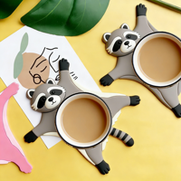 Sous-verre en silicone motif animal, dessin animé, support de tasse universel antidérapant pour table