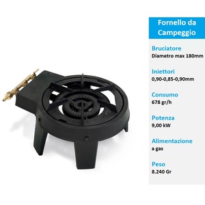 Cast Iron Camping <b>Stove</b> 9 Kw 180 Mm Burner 4 Legs 3 Brass Taps Outdoor Cooking - Product Image 3