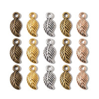 100 pièces/sac Accessoires de bijoux DIY Breloque unisexe en alliage électroplaqué vintage en forme de feuille d'arbre pour pendentif, bracelet, collier, porte-clés Q301