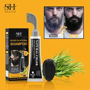 Shampoo de tintura de barba com alecrim orgânico adequado para homens pente de barba cor cinza preto