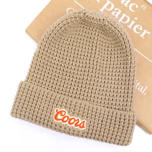 Vintage Dome Hat Unisex Brimless Beanie Cap Hat Embroidered Mens Knit Cuff Waffle Knit Beanie Hat