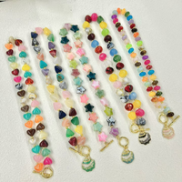 Collier de perles acryliques colorées CH-HDN2072, collier avec fermoir plaqué or, collier de perles en verre acrylique coloré, bijoux