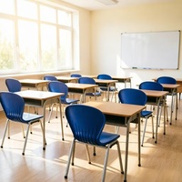 Chaise de salle à manger, de réunion, de formation ou d'école en plastique PP avec structure en acier, design ergonomique, durable et facile à nettoyer