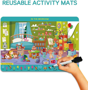Vendeur chaud jouet d'<span class=keywords><strong>apprentissage</strong></span> éducatif préscolaire tapis d'activité réutilisable <span class=keywords><strong>rechercher</strong></span> et trouver <span class=keywords><strong>un</strong></span> jeu de société avec des fabricants pour le temps de voyage - Product Image 5