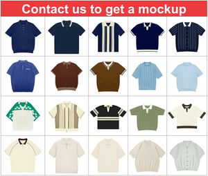 Novedad de verano para hombre, suéter de punto, polo, costura, contraste de color, Jersey a rayas, polos de punto - Product Image 5