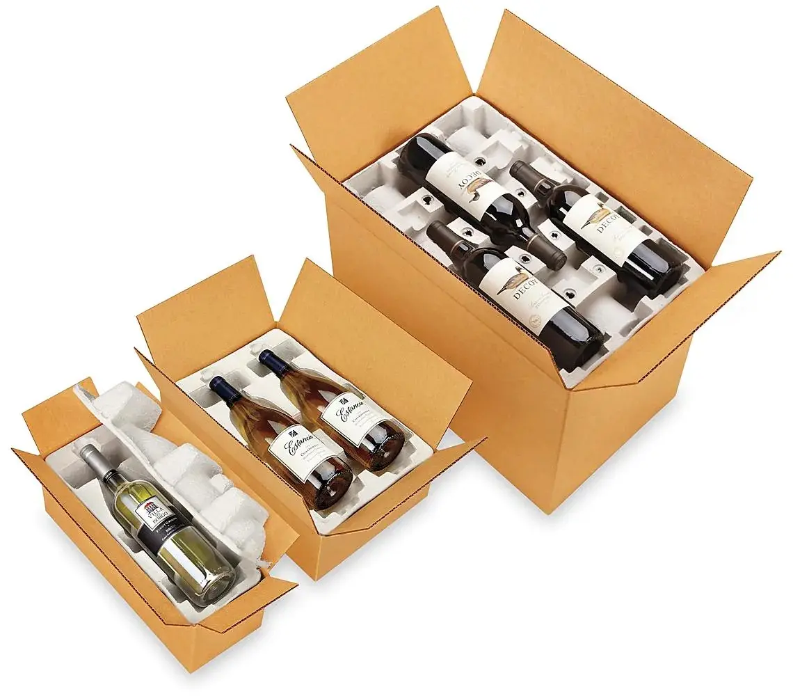 Customized Moisture-Proof Molded Pulp Wine Shipper 3 Pack/Multipack Stackable Molded Trays For Wine Bottles