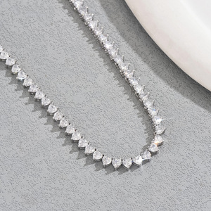 Fashionable Diamond Stud Choker <b>Necklace</b> For Women Party Jewelry Silver Tone Chain Elegant Neckwear Accessory - Product Image 3