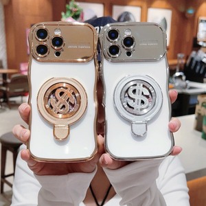 Di lusso placcatura trasparente TPU denaro rotante cavalletto posteriore custodia per <span class=keywords><strong>iPhone</strong></span> 16 15 14 13 12 <span class=keywords><strong>11</strong></span> <span class=keywords><strong>Pro</strong></span> Max copertura di protezione per obiettivo della <span class=keywords><strong>fotocamera</strong></span> - Product Image 2