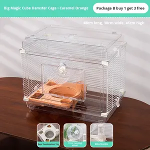 Cage à hamster panoramique transparente à trois étages, de luxe, dorée, avec <span class=keywords><strong>cadre</strong></span> en plastique, grande taille, <span class=keywords><strong>pas</strong></span> chère, 48 - Product Image 6