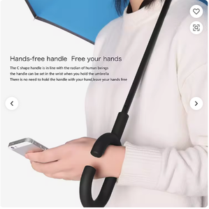 Reversible <b>Umbrella</b> - customizable - manually Opens and Closes - C-shaped handle - rain and Sun protection - for Adult travel - Product Image 3