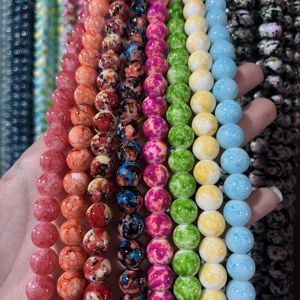 В наличии для продажи 10 мм Разноцветные Круглые Стеклянные Бусины с цветами и бусинами очаровательного природного ландшафта разных стилях для изготовления ювелирных изделий - Product Image 1