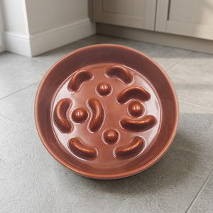 Blue Ceramic Eco-Friendly Slow Feeder Bowl for Pets Interactive <b>Puzzle</b> Feeding Dish for Home Use Back to School - Product Image 3