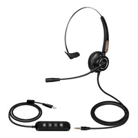 Casque filaire professionnel Talkvioce 500D 3,5 mm pour centre d'appels avec micro