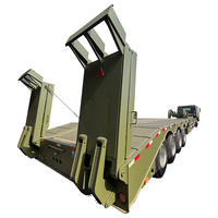 Semi-remorque surbaissée tout-terrain à 4 essieux avec échelle mécanique à double section, remorque surbaissée robuste pour excavatrice et bulldozer