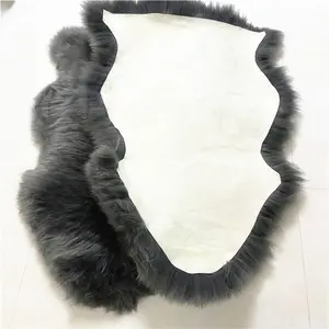 Long Wool Grey Black Genuine Sheepskin