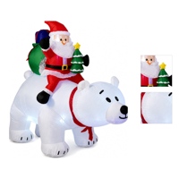 Décoration de jardin gonflable de Noël en forme d'ours polaire éclairée avec Père Noël et sapin de Noël pour les fêtes en plein air et la décoration intérieure