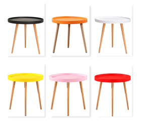 Mesa de café simples nórdico moderno plástico lazer mesa lateral com pernas de madeira para casa hotel lounge café bistro - Product Image 6