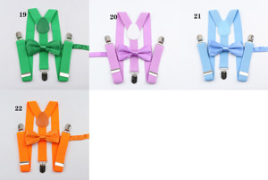 Conjunto de cinturón con pajarita para niños Y niñas, tirantes elásticos ajustables para bebés, Color sólido - Product Image 6