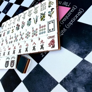 Mahjong de Lujo Ligero, Estilo Retro Nacional, Personalizado, con Ilustraciones de Flores y Pájaros en Azul Oscuro, Fichas de Mahjong Acrílicas Americanas - Product Image 5