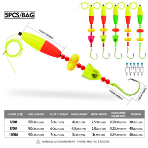 Bộ dụng cụ câu cá tra 5 cái/bộ, gồm phao, hạt phát tiếng kêu, móc tròn 6/0 8/0 10/0 và xoay câu. - Product Image 3