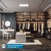 Dressing moderne sur mesure en chêne massif avec îlot, armoire convertible pour chambre à coucher, idéal pour hôtel et salon