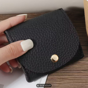 Japanese and Korean style pebbled leather coin <b>purse</b>, Instagram-worthy coin case, mini earphone bag, cross-border trade - Product Image 2