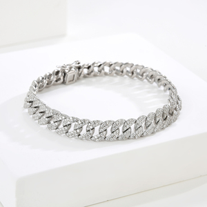 16.5mm 18mm Rétro Vintage Hip Hop Haute Poli Cubique 925 Argent Zircone Miami pour Hommes Femmes Cubain Lien Chaîne Bracelet - Product Image 1