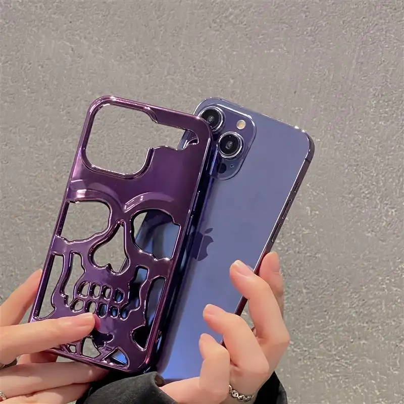 Luxury Skeleton Skull Shockproof Back cover Camera full Protect Hollow TPU Funda Phone Case For iPhone 14 13 12 11 Pro Max