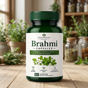 Cápsulas Naturveda Wellness Brahmi, 60 Cápsulas Vegetarianas, Suplemento Herbal Natural, Antioxidante, Salud Cerebral, Adultos y Niños - Product Image 1