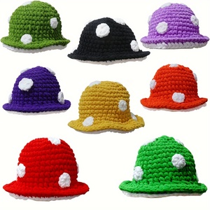 Handmade Knit Crochet <span class=keywords><strong>Red</strong></span> Nấm Xô <span class=keywords><strong>Hat</strong></span> Cho Phụ Nữ Dày Chunky Sợi Ấm Áp Sang Trọng Ngư Dân Câu Cá Beanie <span class=keywords><strong>Hat</strong></span> - Product Image 3