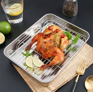 Stainless Steel Square Roasting Tray Grid for Home Kitchen for Fruit Biscuit <b>BBQ</b> Bread Mat for Pans & Baking Sheets - Product Image 5