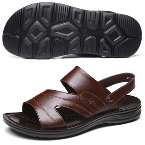 รองเท้าแตะหนังวัวแบบสายไขว้ผู้ชายฤดูร้อนรองเท้าหนังแบบสวมใส่ได้ทันทีรองเท้าชายหาดไซส์ 35 47 48 สีน้ำตาลสีดำสไตล์วัยรุ่น - Product Image 2