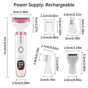 Afeitadora eléctrica multifunción 5 en 1 para mujer, recargable, resistente al agua, recortadora de vello corporal con pantalla - Product Image 4