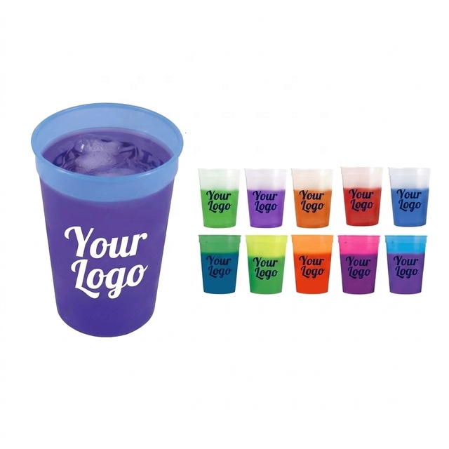 12 oz Plastic Cold Color Changing Stadium Cup
