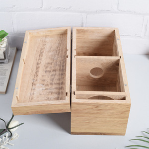 Caja de madera con tapa abatible, color madera natural, rectangular, hecha a mano, para almacenamiento de botellas de vino, embalaje, fábrica Caoxian, artesanía. - Product Image 1